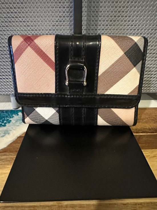 Burberry Handbags - Burberry Pink & Black Check Buckle Wallet